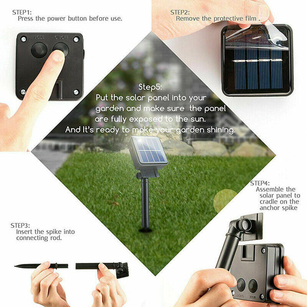 12M LED SOLAR POWERED Retro Bulb String Lights Garden Fairy Ball Outdoor Lamp