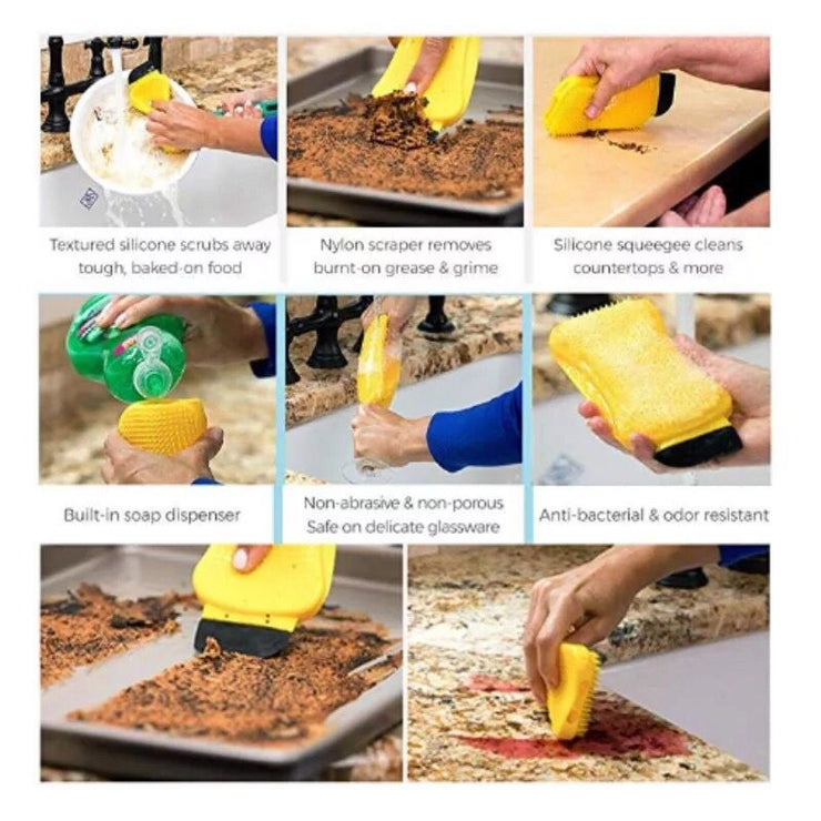 Magic 3 In 1 Silicone Sponge Clean Brush Dish Washing Eco-Friendly Scrubber Cleaning