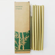 12Pcs/Set Reusable Green Bamboo Straw