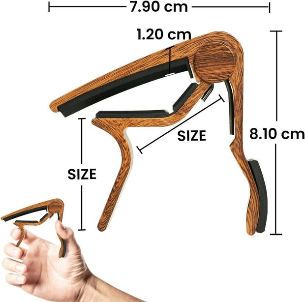 Capo Quick Change Guitar Capo  Wooden With 5 Guitar Picks