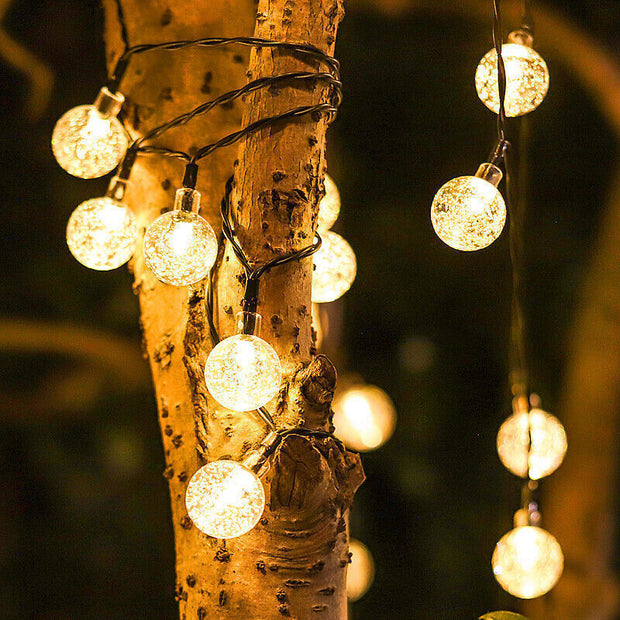 12M LED SOLAR POWERED Retro Bulb String Lights Garden Fairy Ball Outdoor Lamp