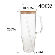 Glass Cup Sublimation Bamboo Wood Cover Straw